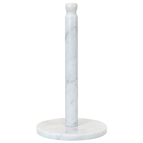 HERFECEAL Paper Towel Holder Stand, Marble Paper Towel Stand Marble Towel Dispenser Heavy-Duty Paper Towel Roll Holder for Kitchen Countertop Cabinet Bathroom, Carrara White