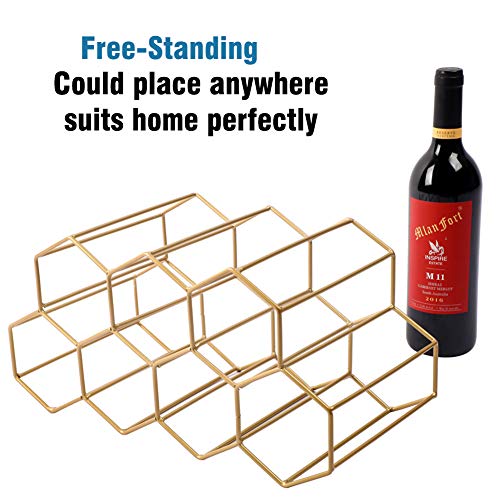 Urban Deco Countertop Wine Rack 7 Wine Bottle Holder for Wine Storage Small Wine Rack Gold Modern Wine Holders Stands for Counter Metal Wine Rack Table Top Wine Racks for Wine Bottle Storage