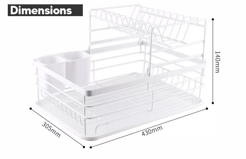 Mnml Home Dish Drying Rack for Kitchen Counter – Large Dish Rack & Drainboard Set - Dish Drainer for Sink – Dishwasher Rack Kitchen Storage with 4 Different Pieces & Tier Material (White)