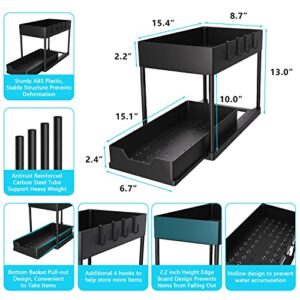 petisal 2-PACK Under Sink Organizers and Storage with Sliding Drawer，2-Tier Bathroom Under Sink Shelf Rack,Multi-Functional Cabinet Storage Space Saver For Kitchen/Bathroom/Bedroom/Office.