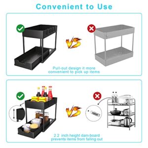 petisal 2-PACK Under Sink Organizers and Storage with Sliding Drawer，2-Tier Bathroom Under Sink Shelf Rack,Multi-Functional Cabinet Storage Space Saver For Kitchen/Bathroom/Bedroom/Office.