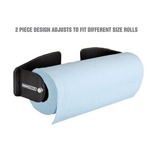 OEMTOOLS 24952 Black Magnetic Paper Towel Holder, Two Pieces Can Be Adjusted to Fit Any Size Paper Towel Roll, Powerful Magnets Mount to Any Metal Surface