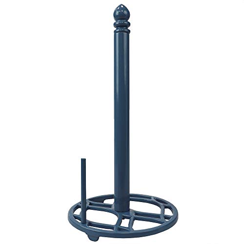 Home Basics Iris Freestanding Cast Iron Paper Towel Holder with Tear Bar, Slate (1)