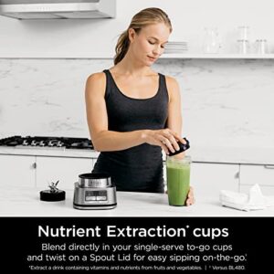 Ninja SS101 Foodi Smoothie Maker & Nutrient Extractor* 1200 WP, 6 Functions Smoothies, Extractions*, Spreads, smartTORQUE, 14-oz. Smoothie Maker, (2) To-Go Cups & Lids, Silver
