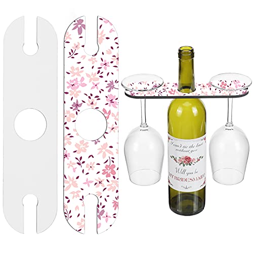 Jetec Wine Glass Holder Sublimation Blank Glass Holder Under Cabinet Stemware Wine Glass Holder Glasses Storage Holder DIY Picture Sublimation MDF Blanks for Couple Lovers Friends (2)