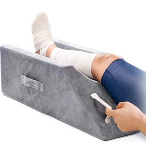 lightease memory foam leg support and elevation pillow w/dual handles for surgery, injury, or rest