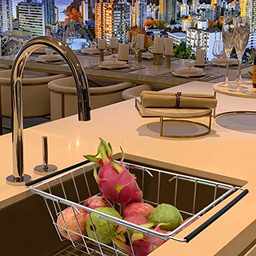Orgneas Chest Freezer Organizer Bin Expandable Deep Freezer Wire Basket Storage Bin, Stainless Steel Over The Sink Dish Drying Rack for Kitchen