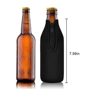 12 Pack Beer Bottle Cooler Sleeves Keep Drink Cold Zip-up Extra Thick Neoprene Insulated Sleeve Cover with Bottle Opener（12 Pack, Multi)