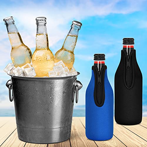 12 Pack Beer Bottle Cooler Sleeves Keep Drink Cold Zip-up Extra Thick Neoprene Insulated Sleeve Cover with Bottle Opener（12 Pack, Multi)