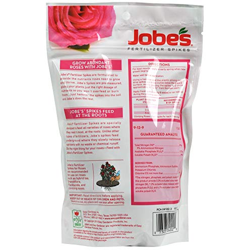 Jobe’s, 04102, Fertilizer Spikes, Rose, Includes 10 Spikes, 16 ounces, Brown