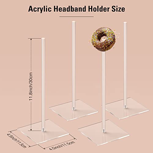 Donut Stand Acrylic 4 Pack, Clear Bagel Holder Stand, Donut Tower Stand, Donut Display Stand for Dessert Table, Doughnut Holder for Birthday, Wedding, Baby Shower, Christmas, Party