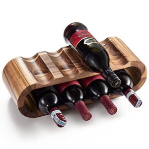 bluewest wooden wine racks countertop, 8 bottle wine rack, acacia wine bottle holder stand, free standing wine storage, wine shelf organizer, perfect for home décor and wine gifts, no need assembly
