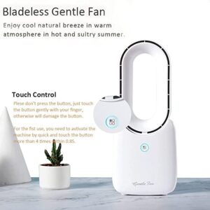let'me Desk Fan,Portable Bladeless Fan 11.8 inch Small Personal Cooling Fan with 5 Colors Touch Control LED Light,Quiet Table Fan for Home, Office, Bedroom