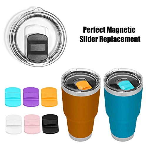 6PCS Magnetic Slider Replacement, Ospvcwk Upgrade Lid Magnetic Slider Magslider, Perfectly Compatible with YETI Magnetic Lids 10oz, 14oz, 16oz, 20oz, 26oz, 30oz (Black Orange Green Pink White Purple)
