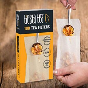 Tiesta Tea - Loose Leaf Tea Filters, 100 Count, Disposable Tea Infuser, 100% Natural Unbleached Paper, Steeps Hot Tea, Iced Tea & Coffee, Eco-Friendly, Single Serve Filter for one Cup, Empty Tea Bags