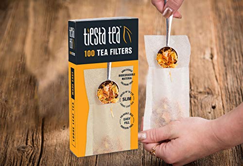 Tiesta Tea - Loose Leaf Tea Filters, 100 Count, Disposable Tea Infuser, 100% Natural Unbleached Paper, Steeps Hot Tea, Iced Tea & Coffee, Eco-Friendly, Single Serve Filter for one Cup, Empty Tea Bags