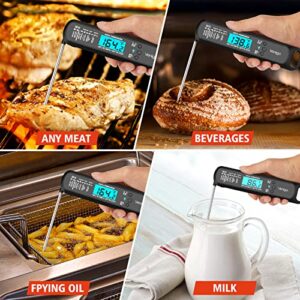 Venigo Digital Meat and Food Thermometer for Cooking and Grilling, Waterproof Instant-Read Cooking Thermometer, Kitchen Probe Thermometer for Baking, Roasting, Smoking, Deep Frying (Black)