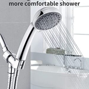 Ezelia High Pressure Shower Head with Pause Mode and Massage Spa, 5 Settings Handheld Showerhead Sprayer with 79" Stainless Steel Hose, Easy to Install, California Compliant 1.8 GPM