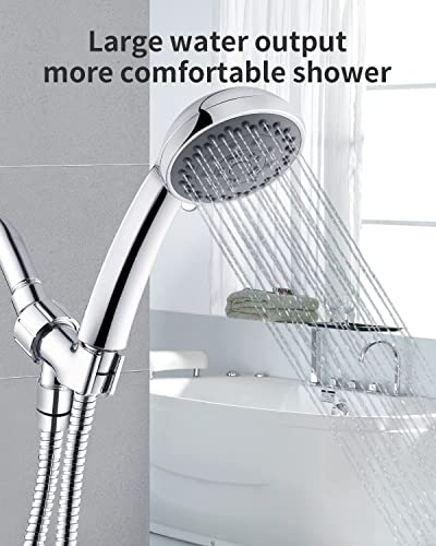 Ezelia High Pressure Shower Head with Pause Mode and Massage Spa, 5 Settings Handheld Showerhead Sprayer with 79" Stainless Steel Hose, Easy to Install, California Compliant 1.8 GPM