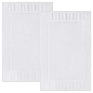 white classic luxury bath mat floor towel set – absorbent cotton hotel spa shower/bathtub mats [not a bathroom rug] 22″x34″ | 2 pack | white