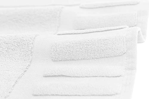 White Classic Luxury Bath Mat Floor Towel Set - Absorbent Cotton Hotel Spa Shower/Bathtub Mats [Not a Bathroom Rug] 22"x34" | 2 Pack | White