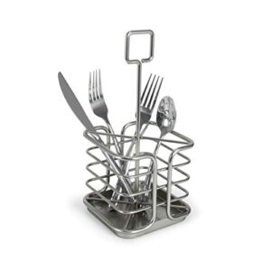 spectrum diversified euro silverware caddy flatware utensil organizer stand holder, satin nickel