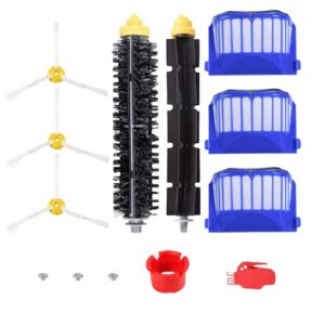 replacement parts for irobot roomba 600 series 694 692 690 680 660 665 651 650 614 & 500 series 595 585 564,includ side brush, bristle brush and flexible beater brush, filter and screw, cleaning tool