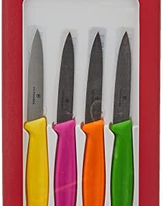 Victorinox 4-Piece Set of 3.25 Inch Swiss Classic Paring Knives with Straight Edge, Spear Point, 3.25", Pink/Green/Yellow/Orange
