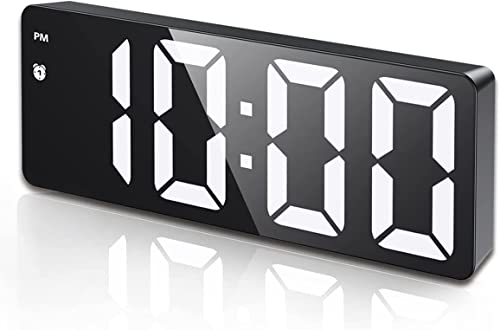 Digital Alarm Clock, [Upgraded Version] LED Clock for Bedroom, Electronic Desktop Clock with Temperature Display, Adjustable Brightness, Voice Control, 12/24H Display for Home, Bedroom, Office