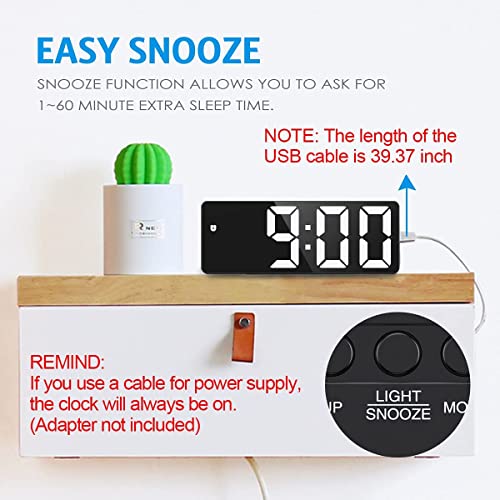 Digital Alarm Clock, [Upgraded Version] LED Clock for Bedroom, Electronic Desktop Clock with Temperature Display, Adjustable Brightness, Voice Control, 12/24H Display for Home, Bedroom, Office