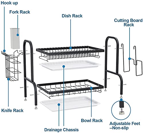 Dish Drying Rack (16.7"), Kitchen Organization Storage Shelf Stainless Steel Dish Drainer Rust-poof Dish Racks for Organizer Home Kitchen Counter with Drainboard, Utensil Holder, Cutting Board Holder