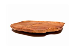 driini premium handmade root wood lazy susan turntable organizer – rustic wooden serving platter cheese board (12″)
