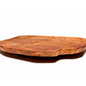 Driini Premium Handmade Root Wood Lazy Susan Turntable Organizer - Rustic Wooden Serving Platter Cheese Board (12")