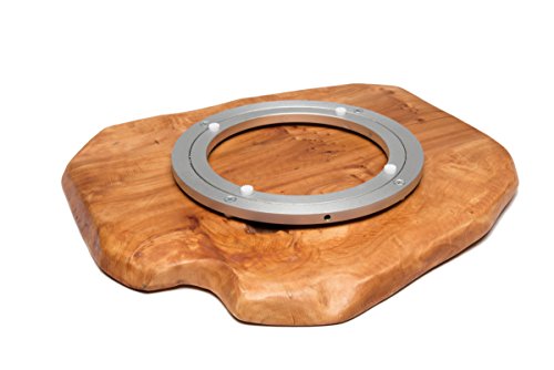 Driini Premium Handmade Root Wood Lazy Susan Turntable Organizer - Rustic Wooden Serving Platter Cheese Board (12")