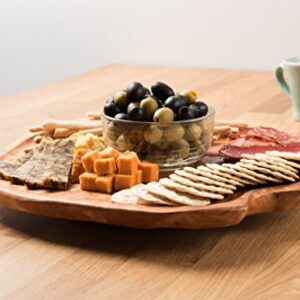 Driini Premium Handmade Root Wood Lazy Susan Turntable Organizer - Rustic Wooden Serving Platter Cheese Board (12")