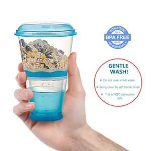 Cereal To Go, Cereal Container, Cereal On The Go Go Cereal Box Storage Container Cups Milk Yogurt Keeper Holder With Spoon (Red+Blue)