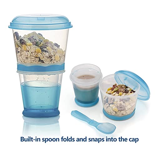 Cereal To Go, Cereal Container, Cereal On The Go Go Cereal Box Storage Container Cups Milk Yogurt Keeper Holder With Spoon (Red+Blue)