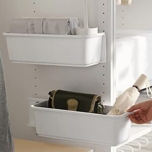2 pack sliding cabinet basket for bathroom, pull out storage drawer shelves for under kitchen sink or limit space, long 14.8in by wide 6in by hight 4.4in, white