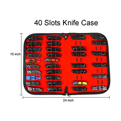 Knife Case, Pocket Knife Display Case, Small Knife Case Storage with 40 Slots, Folding Knife Organizer Holder, Knives Roll Collection Pouch Carrier for Survival,Tactical,Outdoor,Kitchen,EDC Mini Knife