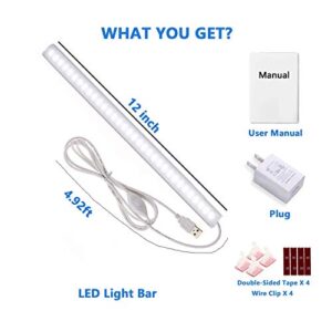 Under Cabinet Light, 12 Inch Plug in LED Closet Light with Memory Function, Cold White 6000K, Super Slim Dimmable Workbench Light, Under Counter Lights for Kitchen