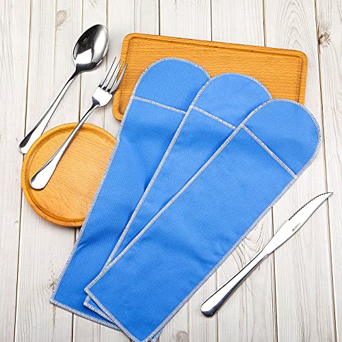 Silver Storage Bags Flatware Storage Blue Silver Flatware Storage Silverware Box Storage for Silver Tarnish Proof Silverware Cloth Storage Flatware Bags for Teaspoon Utensils Flatware (8 Pieces)