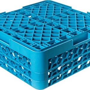 CFS RG16-214 OptiClean 16 Compartment Glass Rack with 2 Extenders, 4-7/16" Compartments, Blue (Pack of 3)