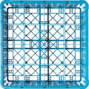 CFS RG16-214 OptiClean 16 Compartment Glass Rack with 2 Extenders, 4-7/16" Compartments, Blue (Pack of 3)