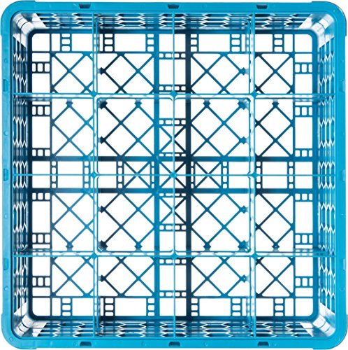 CFS RG16-214 OptiClean 16 Compartment Glass Rack with 2 Extenders, 4-7/16" Compartments, Blue (Pack of 3)