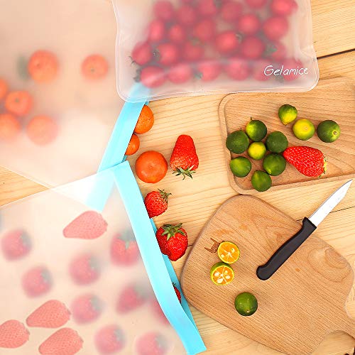 Reusable Gallon Freezer Bags - 6 Pack 1 Gallon Storage Bags, Leakproof Silicone and Plastic Free Gallon Ziplock Bags for Marinate Meats Cereal Sandwich Snack Travel Items Meal Prep Home Organization