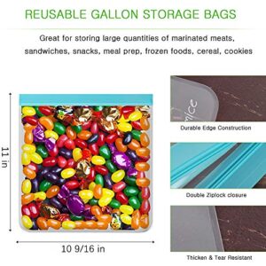 Reusable Gallon Freezer Bags - 6 Pack 1 Gallon Storage Bags, Leakproof Silicone and Plastic Free Gallon Ziplock Bags for Marinate Meats Cereal Sandwich Snack Travel Items Meal Prep Home Organization