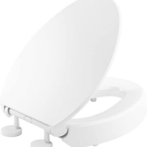 KOHLER Hyten Elevated Quiet-Close Elongated toilet seat, White