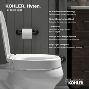 KOHLER Hyten Elevated Quiet-Close Elongated toilet seat, White