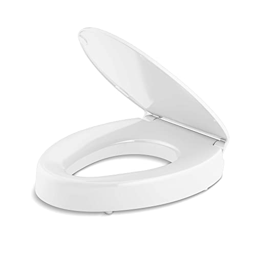 KOHLER Hyten Elevated Quiet-Close Elongated toilet seat, White