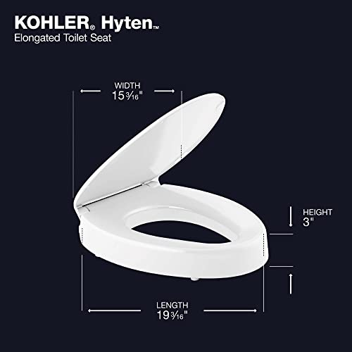 KOHLER Hyten Elevated Quiet-Close Elongated toilet seat, White